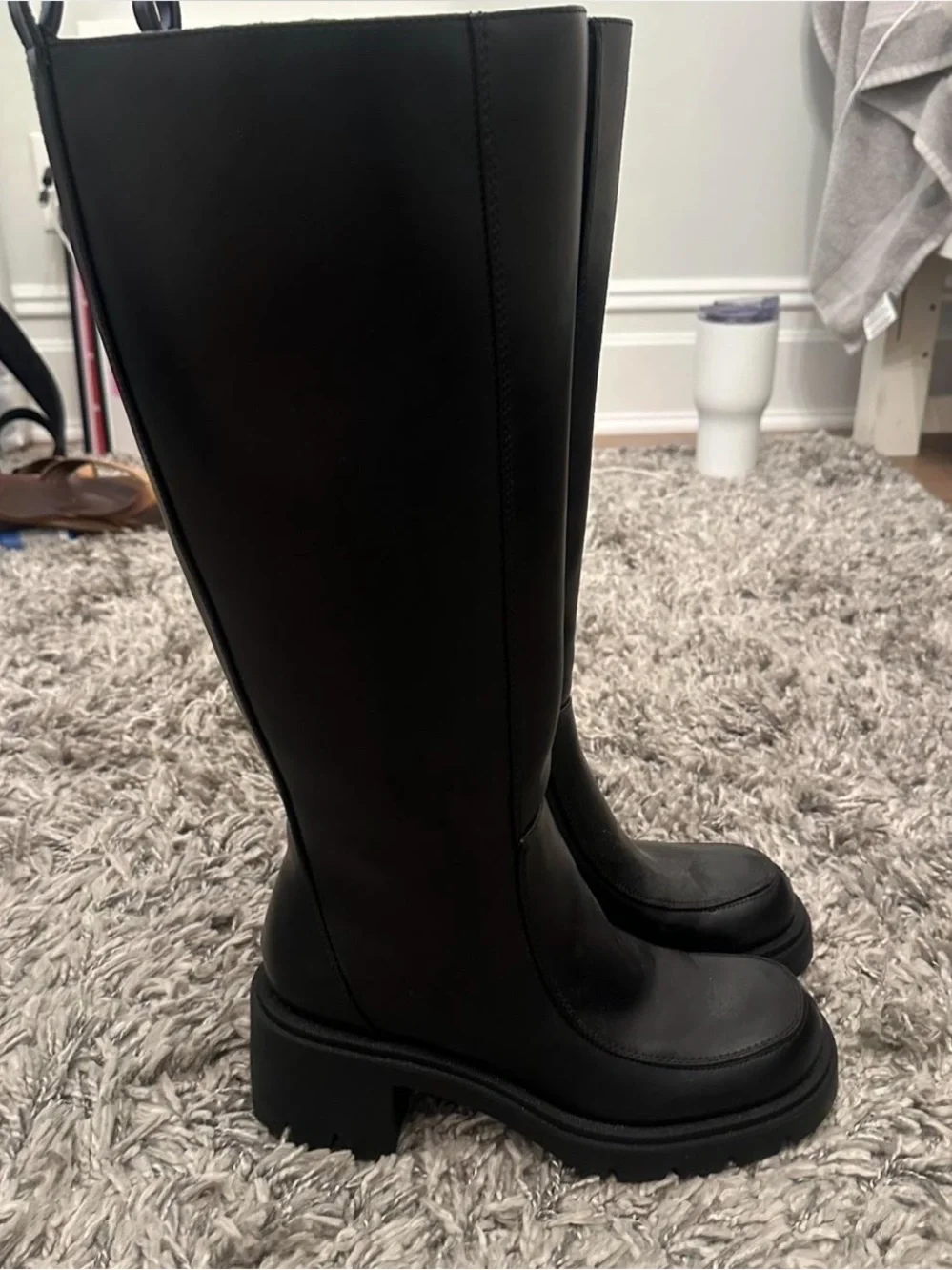 Zara Black Over-The-Knee Chunky-Heel Boots